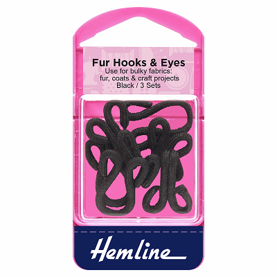 H402.B Fur Hooks and Eyes: Black - Size 3.. 